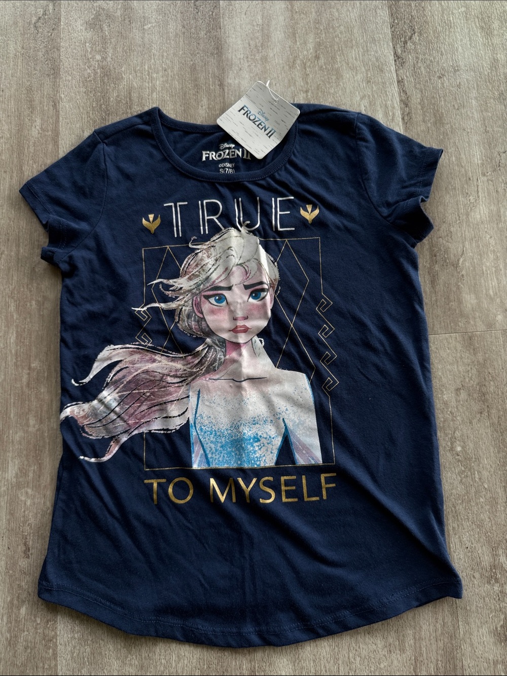 NWT Frozen 2 girls navy short-sleeve teeshirt